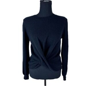 Repeat Cashmere Black 100% Organic Cashmere Twist Front Sweater Womens 40 M